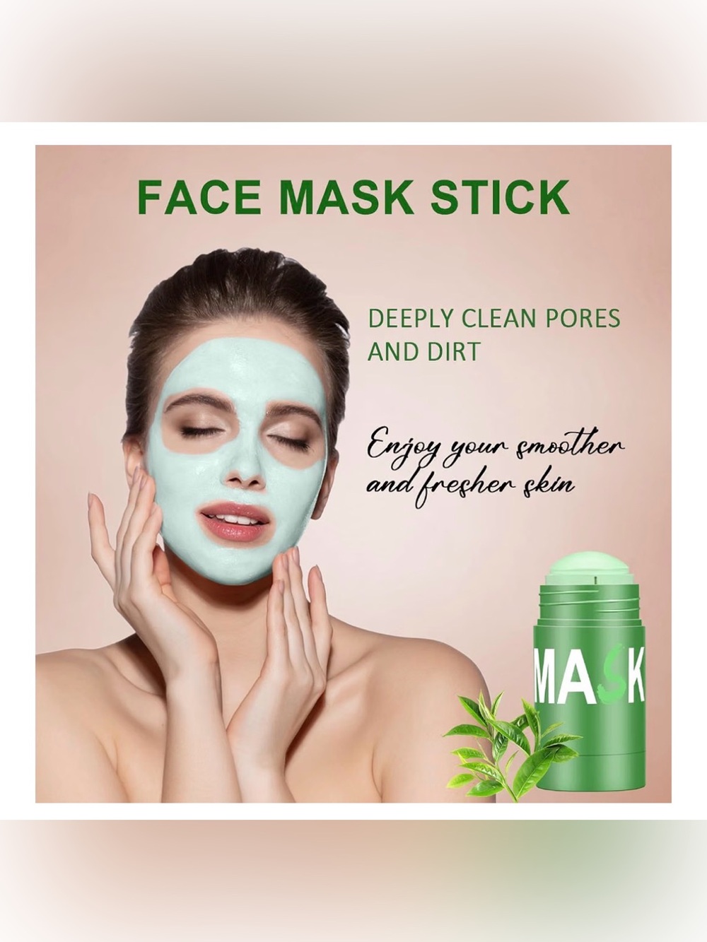 Green Tea Face Mask Stick for Face, Blackhead Remover with Green Tea Extract